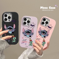 Cartoon Stitch Monsters Couples Case for Oppo A57 A9 A5s A58 A18 A55 A7 A38 A96 A3s A98 A77s A77 A12 A76 A17 A16 A78 A53 A52 A16s A1K A31 A74 A17k Reno 5 5F Metal Lens Soft Cover