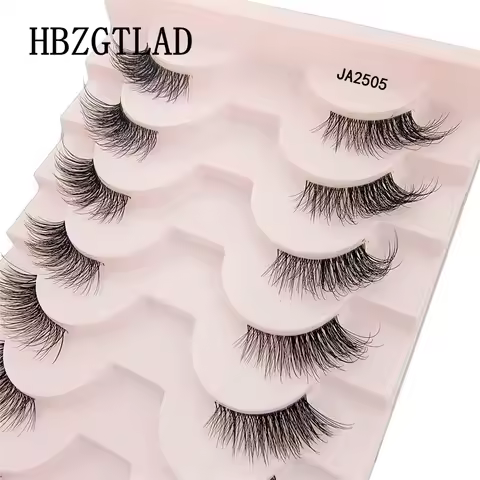HBZGTLAD 10Pairs Faux Natural Mink Lashes Transparent Terrier Lashes Clear Band Soft Invisible band 