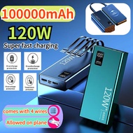[Ready Stock]100%120W 100000 mAh Powerbank Fast Charging Power Bank With Built in Cable for iP/ios P