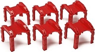 Multi Level Support Risers 6-Pack - Red Risers for Wooden Toy Train Set Creates 3 Levels of Tracks. Durable Hard Plastic Replacement Compatible with Major Brands