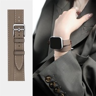 Double Circle Genuine Leather Strap For Smart Watch Band Series Ultra 9 8 7 6 5 4 3 SE Fashion Brace