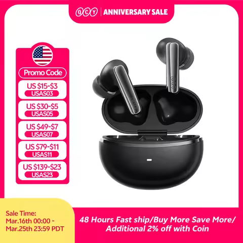 QCY MeloBuds N70 Adaptive ANC Wireless Earbuds Bluetooth 6.0 LDAC Hi-Res Audio 6 Mics Wireless Charg