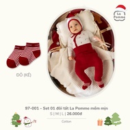 La Pomme Christmas Children's Socks, Set of 01 Pair, Cute Patterns, Soft Cotton