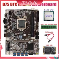 B75 USB BTC Mining Motherboard+G530 CPU+DDR3 4GB 1600Mhz RAM+128G SSD+Switch Cable LGA1155 8XPCIE to USB Motherboard