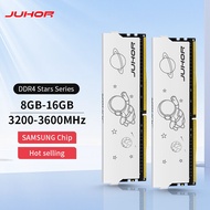 JUHOR DDR4 8GB 16GB 3200MHz 3600MHz 16GBX2 8GBX2สลัวใหม่ XMP2.0เกมตั้งโต๊ะหน่วยความจำแรมส์แบบเม็ด Samsung