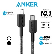 Anker 322 PowerLine USB C Cable 3ft/0.9m Type C to Type C Cable Fast Charging Cable 60W for Phones, 