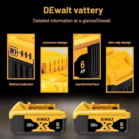 1️⃣100% Genuine Dewalt 20V Battery 5AH 6AH Rechargeable Lithium Ion Battery, Dewalt DCB200 Power Too