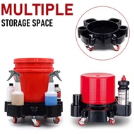 [5-Gallon Heavy-Duty Bucket Dolly] Car wash bucket wheel dolly, Universal Black Rolling Bucket Dolly