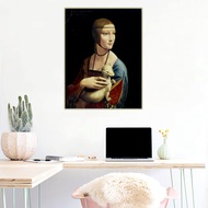 Perilla-Citon Leonardo Da Vinci "เลดี้กับ Ermine 》ผ้าใบงานศิลปะสีน้ำมันภาพโปสเตอร์เครื่องตกแต่งฝาผนั