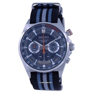 [Creationwatches] Seiko Sports Chronograph Nylon Blue Dial Quartz SSB409 SSB409P1 SSB409P 100M Men's Watch