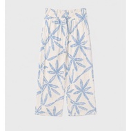 STRADIVARIUS LINEN BLEND Wide-Leg Pants FLOWING PRINTED Size S Blue New Products