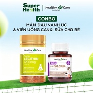 COMBO Australian Healthy Care Lecithin Soybean Sprouts & Healthy Care Kids Milk Calcium Pills - Supe