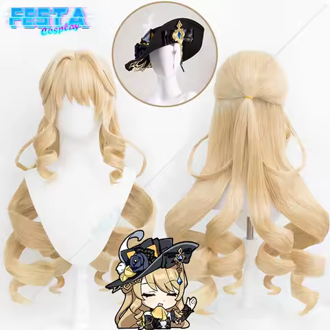 Game Genshin Impact Navia Cosplay Wig Curly Wig Hat Fontaine Spina Di Rosula The Final Feast Heat Re