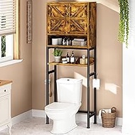 MEUIS Over The Toilet Storage Cabinet - Farmhouse Bathroom Shelves with Doors Freestanding Organizer
