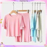 [70-160CM]Kid Gown Baby Girls Pyjamas Ice Silk Short Sleeve Baby Girl Nightwear Soft Spring Summer