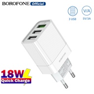 BOROFONE BA40A 18W Fast Charger Three-Port  QC3.0 Charger QC2.0 USB Wall Charger  For Xiaomi Redmi S