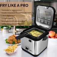Electric Deep Fryer French Frie Frying Machine 50-60HZ 900W Oven Hot Pot Fried Chicken Grill Adjustable Thermostat Kitchen 220-240V 1.5L