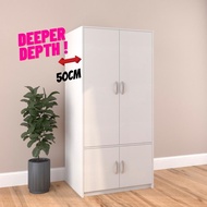 Furniture Mart FACILE Deeper Depth 4 Doors Wardrobe Cabinet Almari wardrobe wardrobe cabinet Almari 