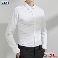 ZEKE A0031 White Polo Shirt Men Overruns Plain Long Sleeve Polo Shirt M-3XL Unisex
