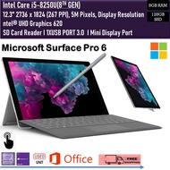 Microsoft Surface Pro 6 8GBRAM/128GBSSD  CORE i5 8th(Gen)ENINTEL UHD GRAPHIC MICROSOFT COVER KEYBOAR