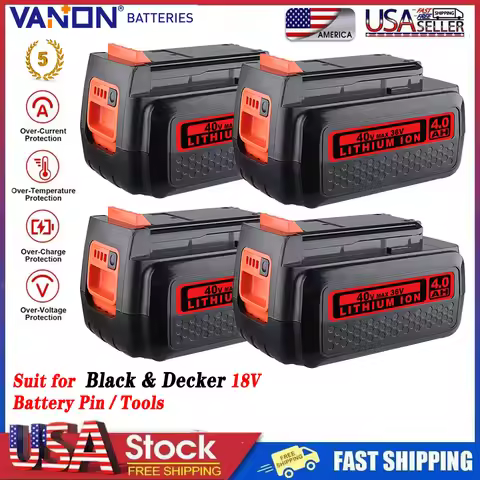 VANON 1/2/4Pcs LBXR36 4.0Ah Li-in Replace for Black & Decker 40V Max Battery Pin LBX2040 LBXR2036 LS