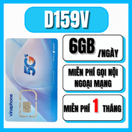 ( MIỄN PHÍ THÁNG ĐẦU ) Sim 5G Vinaphone Gói D159V Có 6GB/Ngày + Miễn Phí Nghe Gọi Mỗi Tháng . Phí 15