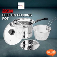 22CM High Quality Stainless Steel Ware Panci Masak Korean Pot Cooking Pot Pan Deep Fry Fryer Steam S