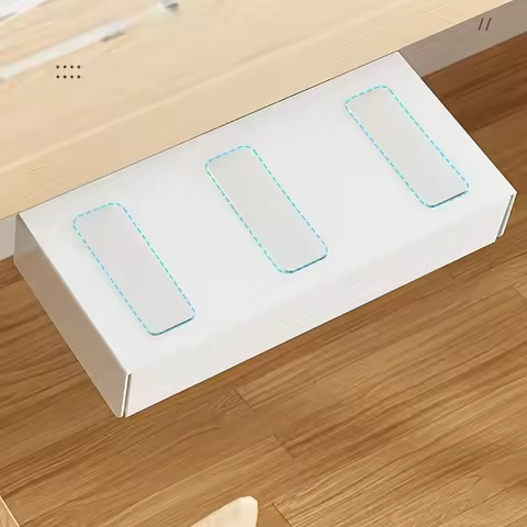 White Under Desk Storage Box Self Adhesive Hidden Design Hidden Storage Organizer Storage Box Organi