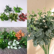 Artificial 7-fork Greenery Bunches, Plastic Fake Leaves, Waterproof Coated Foliage, Background Wall 