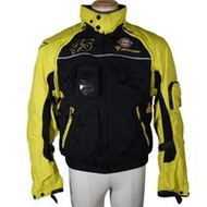 二手 Dainese Valentino Rossi 複製品男士太陽和Roshi黃色尼龍夾克，配有肩部和肘部保護裝置。