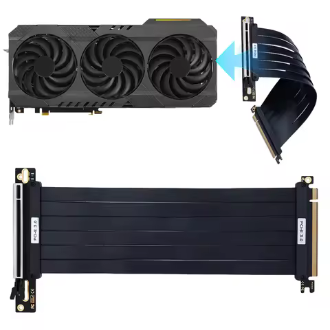 PCI-E Gen3.0 16X Riser Video Graphics Card Flexible 90°180° Mounting GPU Lossless Mount EMI Shielded
