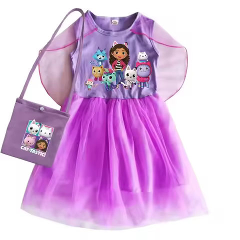 Mochila Gabby´s Dollhouse Dress Kids Gabbys Chat Clothes Girls Short Sleeve Casual Dresses Children 
