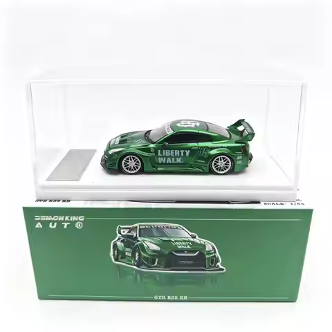 Demon King Auto 1:64 LBWK Nissan GT-R (R35) RR Liberty Walk Green Diecast Car Model #DKA-061 In Stoc
