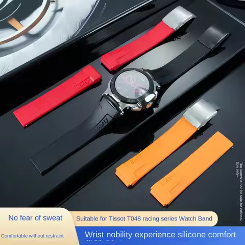 T048 Silicone Strap For Tissot 1853 T048.417A Special Watch Band for Men 21mm Black Red Orange Water