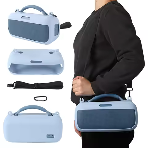 Silicone Cover with Shoulder Strap Protective Skin Sleeve Portable Speaker Case for Bose SoundLink M