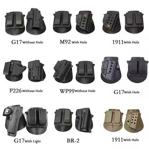 Tactical Gun Holster For GLOCK 17/ M92/ 1911 Right Hand Pistol Holder Magazine Pouch Quick Release A