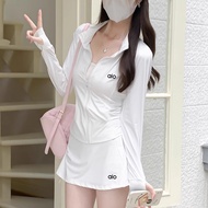 [Good Deals] 2025Stand-up collar tennis ice silk sun protection clothing casual sportswear set yoga 