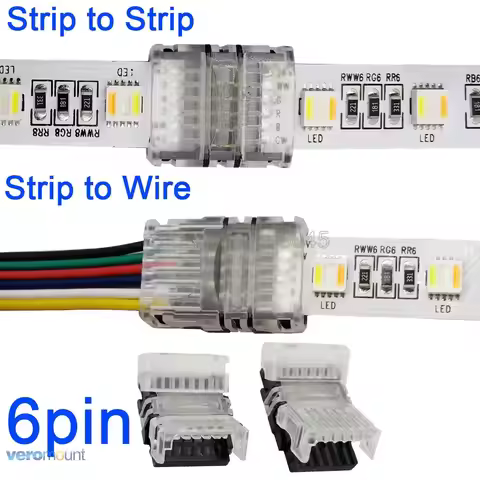 5pcs 6Pin 6-Pin LED Connector Strip to Wire or Strip to Strip Connection Use Terminal for IP20 IP65