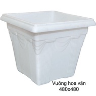 Square pot with Binh Thuan pattern 48x48cm