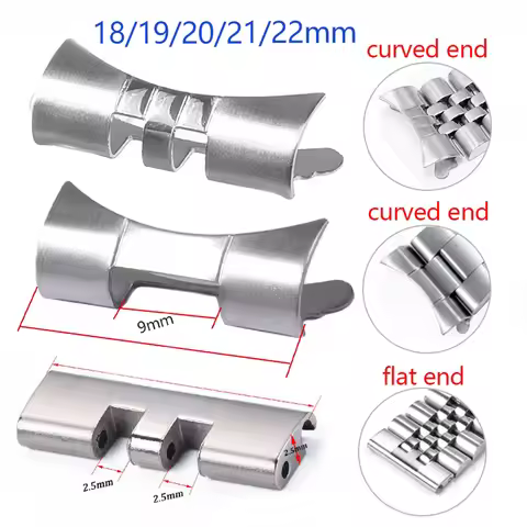 Stainless Steel Strap Connector for Seiko SKX009 SKX007 Curved Flat End Adapter for Rolex Bracelet L