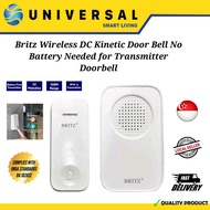 [SG SHOP SELLER] Britz Wireless DC Kinetic Door Bell No Battery Needed for Transmitter Doorbell