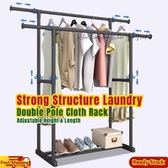 WONGNGAI Rak Penyangkut Baju Besi / Ampaian Penyidai Baju Outdoor / Organizer Garment Rack Wheel Single/Double Pole