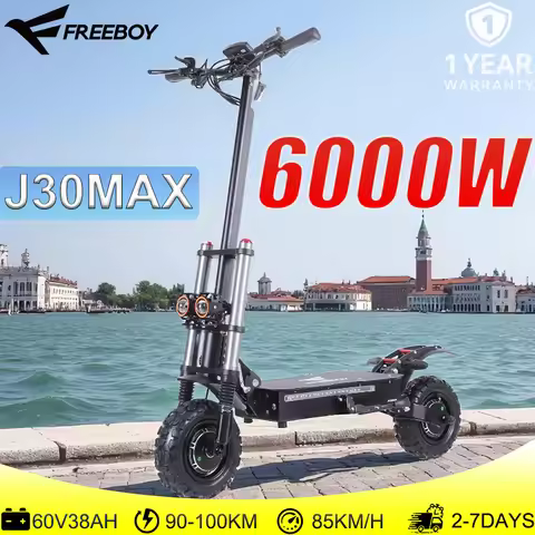 J30 MAX Electric Scooter Dual 3000W Motors 60V38Ah Battery 11" Off Road Tire 85KMH Top Speed 100KM R