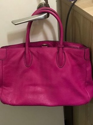 桃紅色 Rabeanco 真皮 real leather 手挽袋 側咩袋 包包