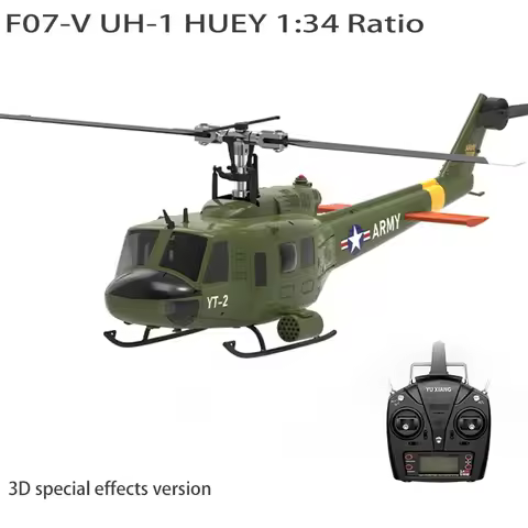 2025 New Product Yuxiang F07-V 2.4G 6CH 3D UH-1 1:34 Scale Huey Dual Brushless Motor Flybarless RC H