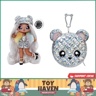 [sgstock] Na Na Na Surprise Glam Series Ari Prism Fashion Doll &amp; Metallic Teddy Bear Purse, Cute Hat, Prismatic Silver D