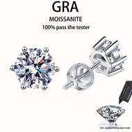 【 GRA Certificate Attached 】 1ct moissanite earrings, s925 sterling silver plated platinum fashionab