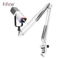 FIFINE AM8T USB/XLR Microphone Kit With Boom Arm Stand,Dynamic PC Mic With Controllable RGB/Headphon