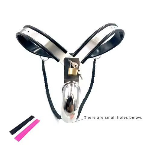 Male Stainless Steel Panty Chastity Lock Double Y Chain Chastity Belt Cock Cage Bondage Device Adult