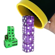 Graduation Gift Dice Stacking Cup Set with 4 Pcs 19mm Purple and 5 Pcs 18mm Green Standard 6 Sided D